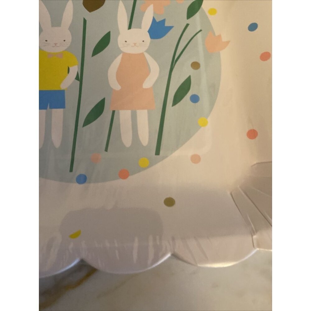 Meri Meri Paper Plates Multicolor Bunny Rabbit Easter Spring Scalloped 8ct - Picture 3 of 5